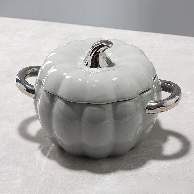 1pc Pumpkin Stockpot With Lid 18 01cm Ceramic Pumpkin Cooking Pot