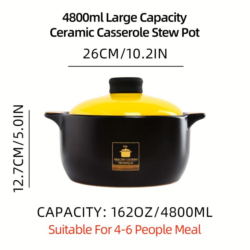 Ceramic Casserole Stew Pot Terracotta Pot High Temp Resistant