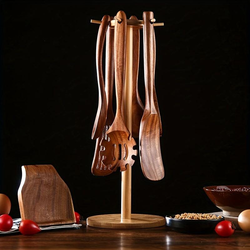 8 Pcs Wooden Spoons For Cooking Natural Wood Non Stick Spoons