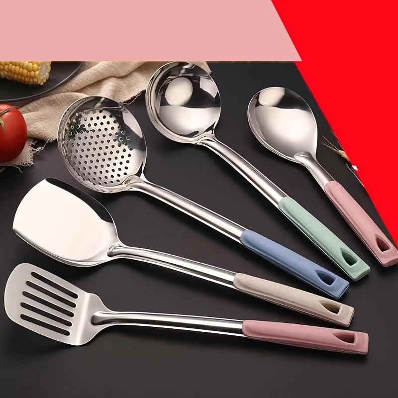 Stainless Steel Kitchen Utensil Set with Stir Frying Shovel and Soup Spoon