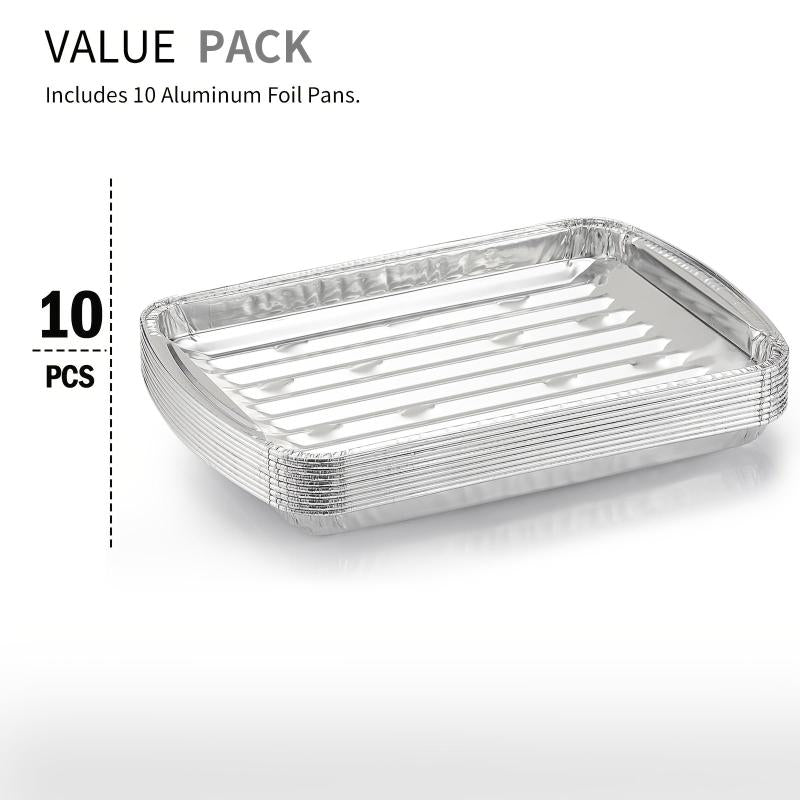 10pcs Aluminum Pans 22x86x33cm Disposable Foil Half Size Steam Table Deep Pans