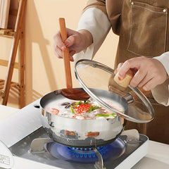 Ergonomic Stainless Steel Saucepan with Glass Cover for Home Kitchen