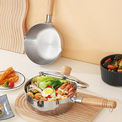 Ergonomic Stainless Steel Saucepan with Glass Cover for Home Kitchen