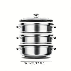 3 Tier Steamer Pot Stainless Steel Large Steaming Pot With Lid Kitchen Utensils