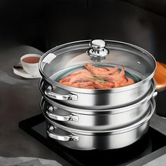3 Tier Steamer Pot Stainless Steel Large Steaming Pot With Lid Kitchen Utensils