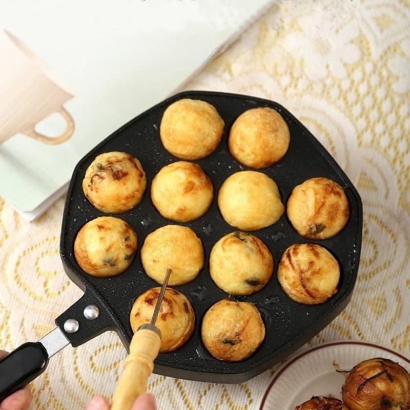 Takoyaki Pan 12 Holes Octopus Ball Maker Non Stick Cooking Plate Ebelskiver