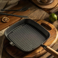 Cast Iron Steak Frying Pan Square Baking Pan Camping Kitchen