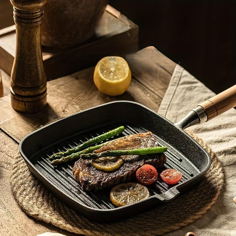 Cast Iron Steak Frying Pan Square Baking Pan Camping Kitchen