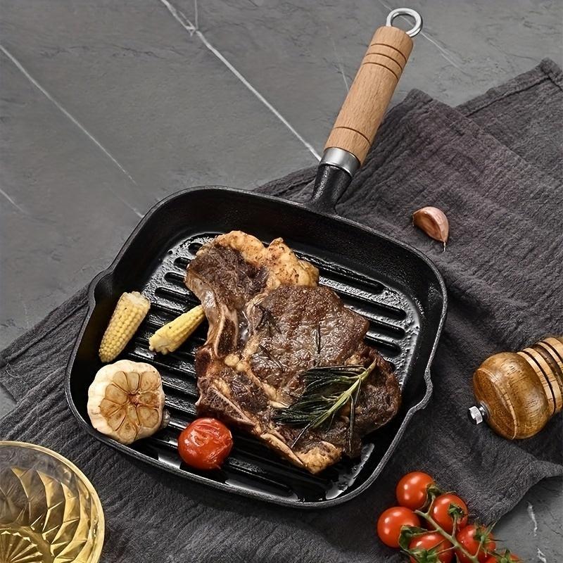 Cast Iron Steak Frying Pan Square Baking Pan Camping Kitchen