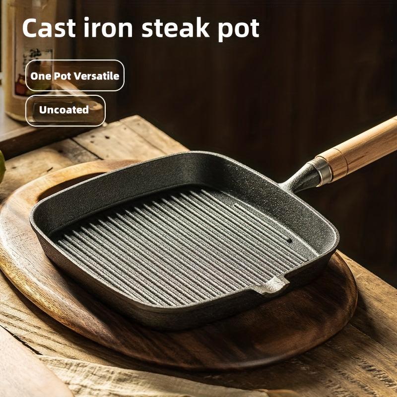 Cast Iron Steak Frying Pan Square Baking Pan Camping Kitchen