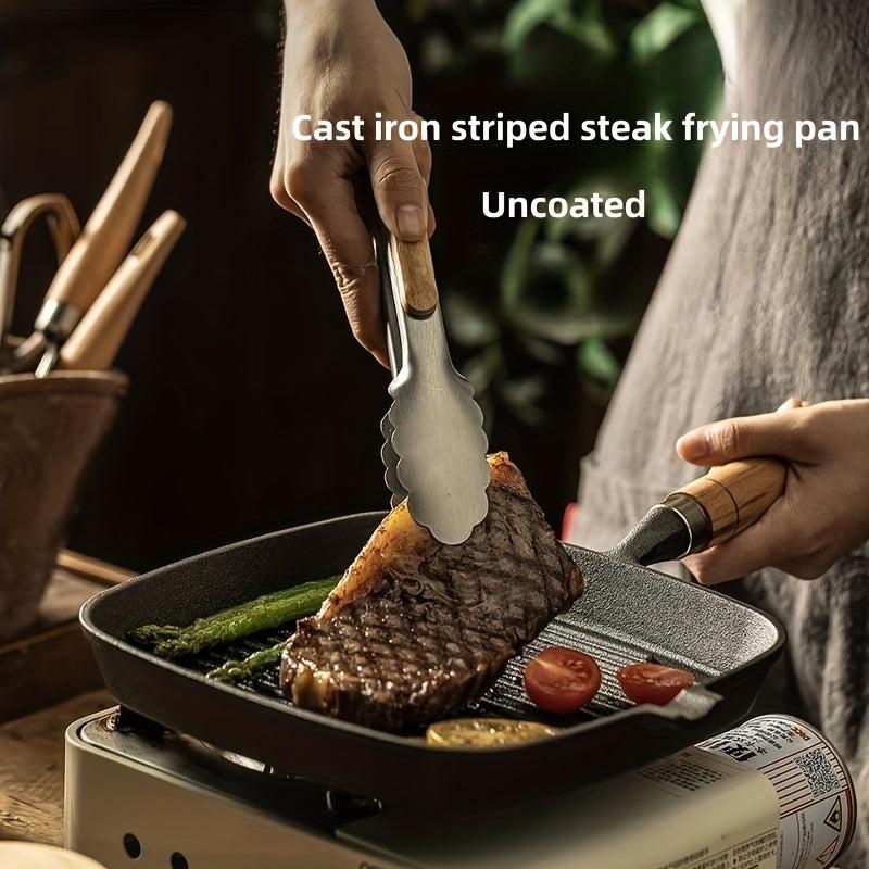 Cast Iron Steak Frying Pan Square Baking Pan Camping Kitchen