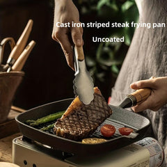 Cast Iron Steak Frying Pan Square Baking Pan Camping Kitchen