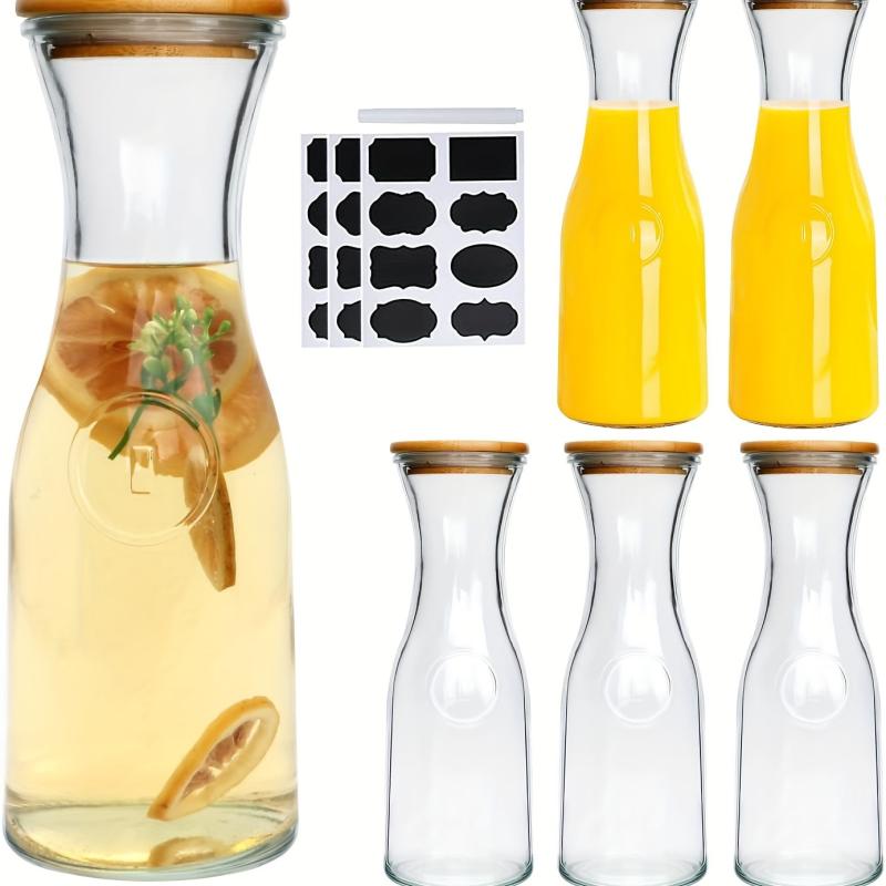 2pcs 35 Oz Glass Water Bottle With Wooden Cap - Home Kitchen Supplies