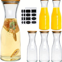 2pcs 35 Oz Glass Water Bottle With Wooden Cap - Home Kitchen Supplies