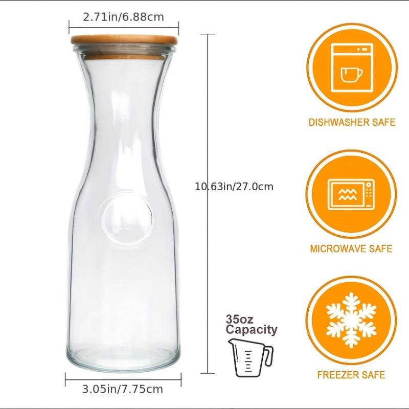 2pcs 35 Oz Glass Water Bottle With Wooden Cap - Home Kitchen Supplies