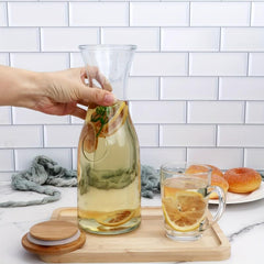 2pcs 35 Oz Glass Water Bottle With Wooden Cap - Home Kitchen Supplies