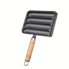 Cast Iron 4-Grid Sausage Grill Pan for Stovetop Breakfast