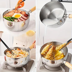 1pc Stainless Steel Small Cooking Pot Instant Noodle Pan Bread Pan