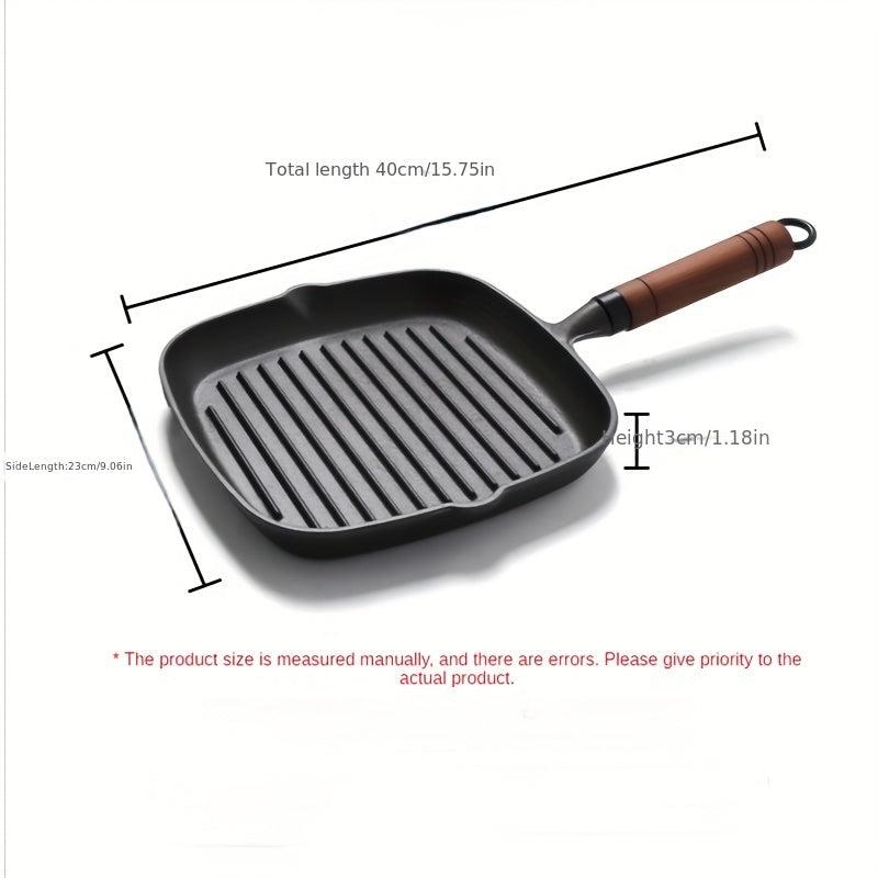 23cm Cast Iron Steak Frying Pan Non-Stick Household Striped Special Pot