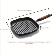 23cm Cast Iron Steak Frying Pan Non-Stick Household Striped Special Pot