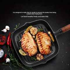 23cm Cast Iron Steak Frying Pan Non-Stick Household Striped Special Pot