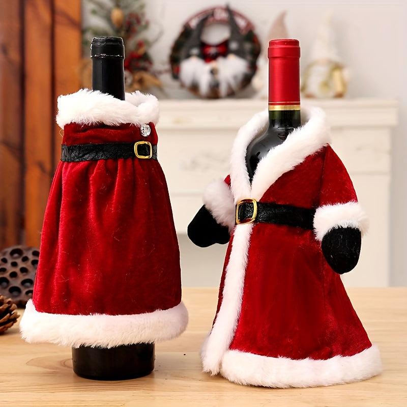 Santa Claus Christmas Wine Bottle Cover Xmas Party Decor