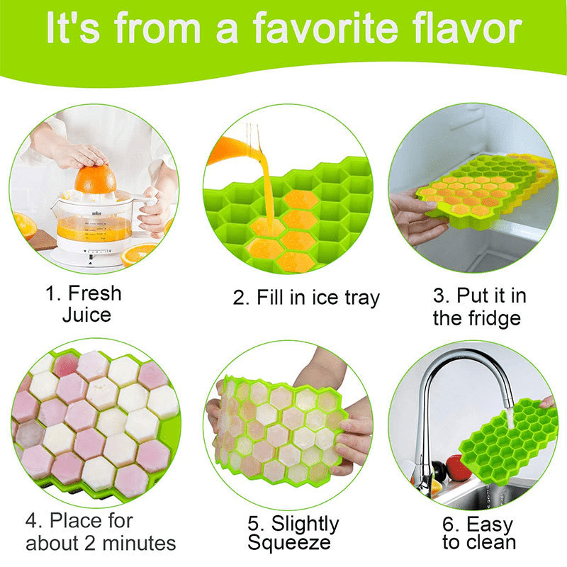 Silicone Honeycomb Ice Tray Mold 37 Grids Hexagonal Home Cube Maker