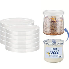 20pcs Clear Plastic Oui Yogurt Jar Lids for Glass Jars Containers