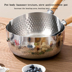 Stainless Steel Nonstick Yukihira Pan 18cm with Wooden Handle for Cooking