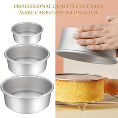 3pcs Round Bottom Cake Mold Non-stick Removable Base Baking Pans