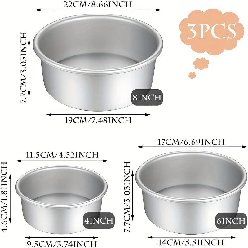 3pcs Round Bottom Cake Mold Non-stick Removable Base Baking Pans