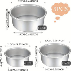 3pcs Round Bottom Cake Mold Non-stick Removable Base Baking Pans