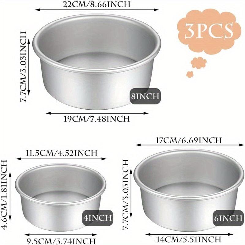 3pcs Round Bottom Cake Mold Non-stick Removable Base Baking Pans