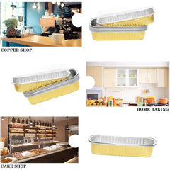 50pcs Disposable Baking Tin Foil Pan With Lid for Mini Brownies Muffins