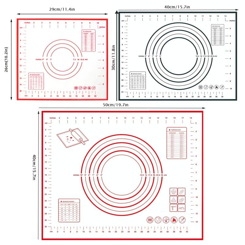 Non Stick Silicone Pastry Mat with Measurements - Ideal for Baking