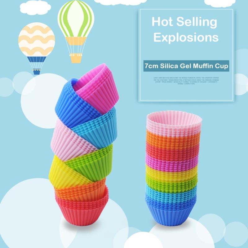 12pcs Reusable Silicone Muffin and Cupcake Cups Baking Tools