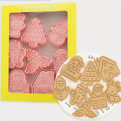 Christmas Cookie Stamp Set Santa Snowman Tree Elk Pattern Baking Tools