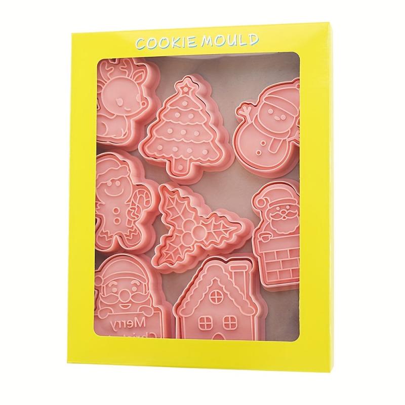 Christmas Cookie Stamp Set Santa Snowman Tree Elk Pattern Baking Tools