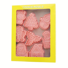 Christmas Cookie Stamp Set Santa Snowman Tree Elk Pattern Baking Tools