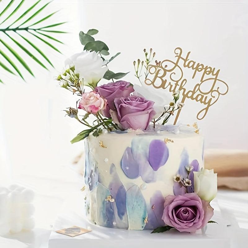 5pcs Golden Acrylic Happy Birthday Cake Toppers