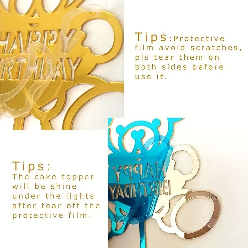 5pcs Golden Acrylic Happy Birthday Cake Toppers
