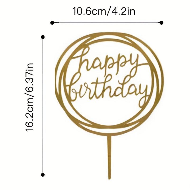5pcs Golden Acrylic Happy Birthday Cake Toppers