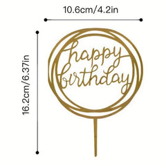 5pcs Golden Acrylic Happy Birthday Cake Toppers