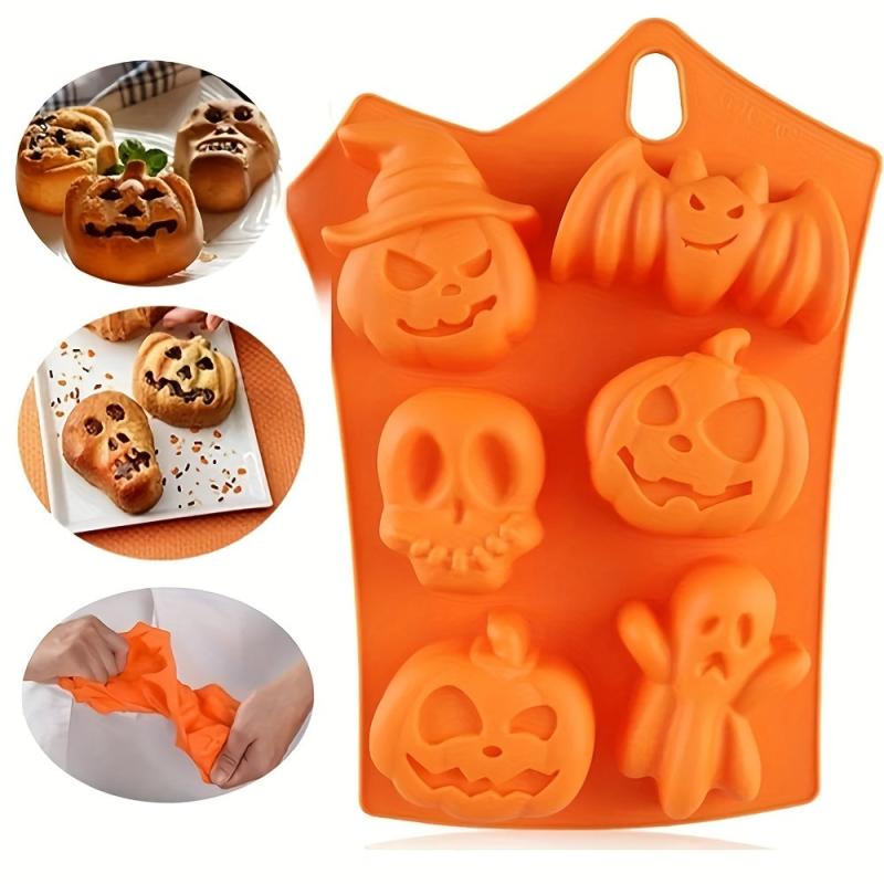 6 Holes Halloween Silicone Baking Molds for Candy Chocolate