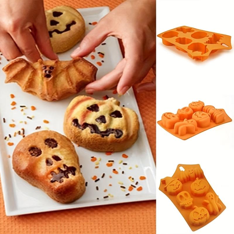 6 Holes Halloween Silicone Baking Molds for Candy Chocolate
