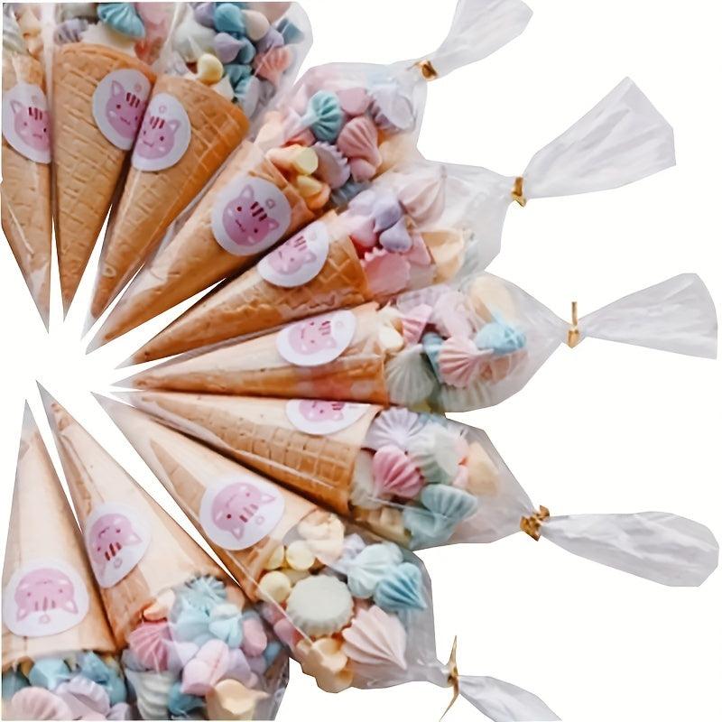 50pcs Clear Cellophane Treat Bags with Twist Ties for Party Snacks