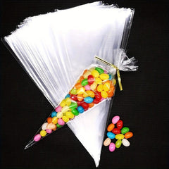 50pcs Clear Cellophane Treat Bags with Twist Ties for Party Snacks