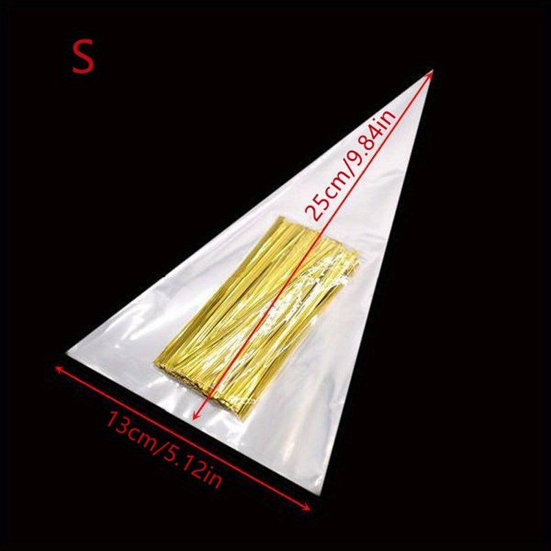 50pcs Clear Cellophane Treat Bags with Twist Ties for Party Snacks