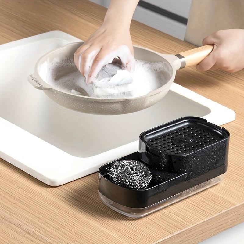 Upgraded Kitchen Soap Dispenser Box Manual Press Type Cleaning Sponge Storage