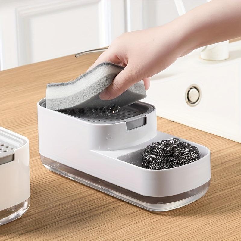 Upgraded Kitchen Soap Dispenser Box Manual Press Type Cleaning Sponge Storage